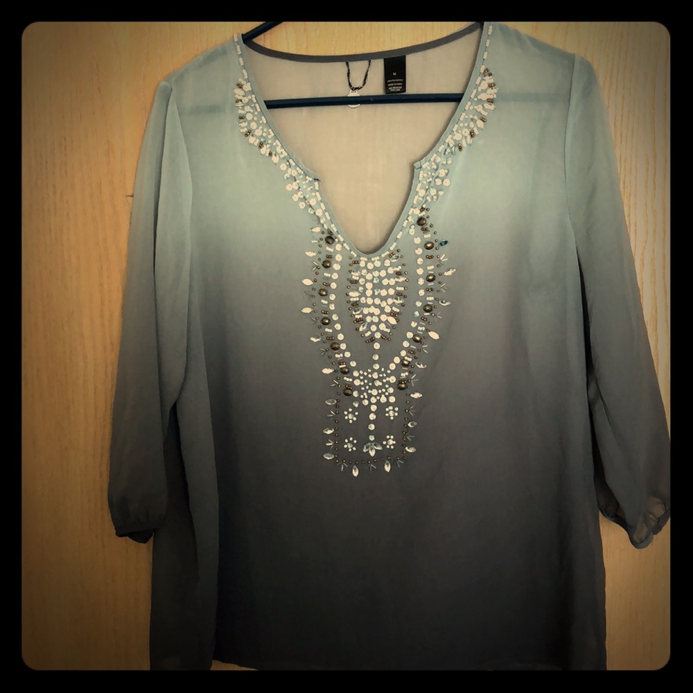 Sheer black ombré sequined top